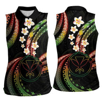 Hawaii Map Kanaka Maoli Women Sleeveless Polo Shirt Fantastic Frangipani Reggae