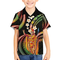 Hawaii King Kamehameha Family Matching Long Sleeve Bodycon Dress and Hawaiian Shirt Fantastic Plumeria Reggae