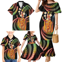 Hawaii King Kamehameha Family Matching Mermaid Dress and Hawaiian Shirt Fantastic Plumeria Reggae