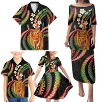 Hawaii King Kamehameha Family Matching Puletasi and Hawaiian Shirt Fantastic Plumeria Reggae