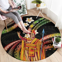 Hawaii King Kamehameha Round Carpet Fantastic Plumeria Reggae