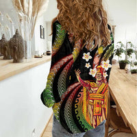 Hawaii King Kamehameha Women Casual Shirt Fantastic Plumeria Reggae