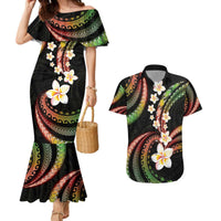 Hawaii Plumeria Reggae Couples Matching Mermaid Dress and Hawaiian Shirt Polynesian Pattern LT01 Reggae - Polynesian Pride