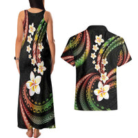 Hawaii Plumeria Reggae Couples Matching Tank Maxi Dress and Hawaiian Shirt Polynesian Pattern LT01 - Polynesian Pride