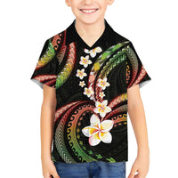 Hawaii Plumeria Reggae Family Matching Short Sleeve Bodycon Dress and Hawaiian Shirt Polynesian Pattern