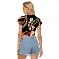 Hawaii Plumeria Reggae Raglan Cropped T Shirt Polynesian Pattern LT01 - Polynesian Pride