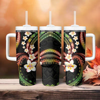 Hawaii Plumeria Reggae Tumbler With Handle Polynesian Pattern
