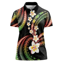 Hawaii Plumeria Reggae Women Polo Shirt Polynesian Pattern