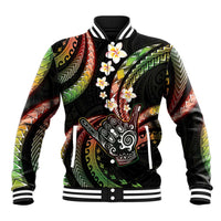 Hawaii Shaka Sign Baseball Jacket Fantastic Frangipani Reggae LT01 Unisex Reggae - Polynesian Pride