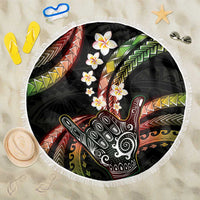 Hawaii Shaka Sign Beach Blanket Fantastic Frangipani Reggae LT01 One Size 150cm Reggae - Polynesian Pride