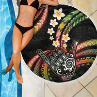 Hawaii Shaka Sign Beach Blanket Fantastic Frangipani Reggae LT01 - Polynesian Pride