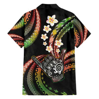 Hawaii Shaka Sign Family Matching Off The Shoulder Long Sleeve Dress and Hawaiian Shirt Fantastic Frangipani Reggae