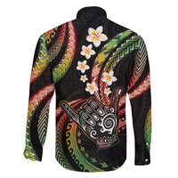 Hawaii Shaka Sign Family Matching Off Shoulder Maxi Dress and Hawaiian Shirt Fantastic Frangipani Reggae