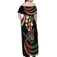 Hawaii Shaka Sign Off Shoulder Maxi Dress Fantastic Frangipani Reggae