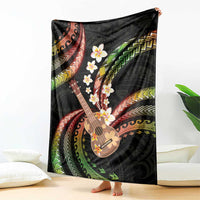 Hawaiian Ukulele Blanket Jawaiian Fantastic Plumeria