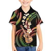 Hawaiian Ukulele Family Matching Puletasi and Hawaiian Shirt Jawaiian Fantastic Plumeria