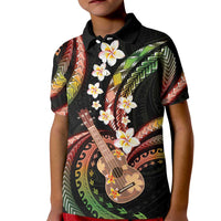 Hawaiian Ukulele Kid Polo Shirt Jawaiian Fantastic Plumeria