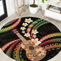 Hawaiian Ukulele Round Carpet Jawaiian Fantastic Plumeria