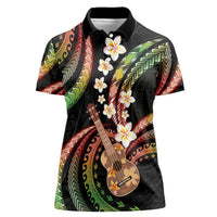 Hawaiian Ukulele Women Polo Shirt Jawaiian Fantastic Plumeria