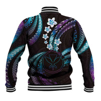 Hawaii Map Kanaka Maoli Baseball Jacket Fantastic Frangipani Amethyst Gradient