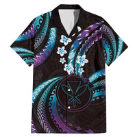 Hawaii Map Kanaka Maoli Family Matching Mermaid Dress and Hawaiian Shirt Fantastic Frangipani Amethyst Gradient
