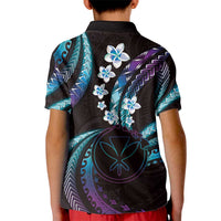 Hawaii Map Kanaka Maoli Kid Polo Shirt Fantastic Frangipani Amethyst Gradient