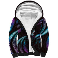 Hawaii Map Kanaka Maoli Sherpa Hoodie Fantastic Frangipani Amethyst Gradient