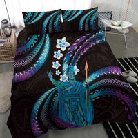 Hawaii King Kamehameha Bedding Set Fantastic Plumeria Amethyst Gradient