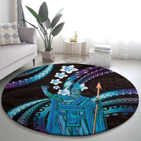 Hawaii King Kamehameha Round Carpet Fantastic Plumeria Amethyst Gradient