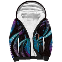 Hawaii King Kamehameha Sherpa Hoodie Fantastic Plumeria Amethyst Gradient