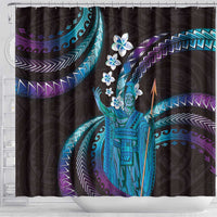 Hawaii King Kamehameha Shower Curtain Fantastic Plumeria Amethyst Gradient