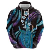 Hawaii King Kamehameha Zip Hoodie Fantastic Plumeria Amethyst Gradient