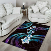 Hawaii Plumeria Area Rug Amethyst Gradient Polynesian Pattern