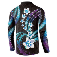 Hawaii Plumeria Button Sweatshirt Amethyst Gradient Polynesian Pattern LT01 - Polynesian Pride
