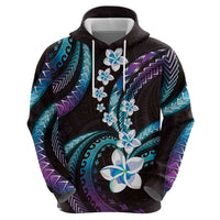 Hawaii Plumeria Hoodie Amethyst Gradient Polynesian Pattern