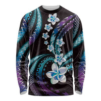 Hawaii Plumeria Long Sleeve Shirt Amethyst Gradient Polynesian Pattern LT01 Unisex Purple - Polynesian Pride