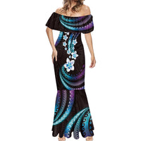 Hawaii Plumeria Mermaid Dress Amethyst Gradient Polynesian Pattern