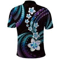 Hawaii Plumeria Polo Shirt Amethyst Gradient Polynesian Pattern