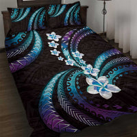 Hawaii Plumeria Quilt Bed Set Amethyst Gradient Polynesian Pattern