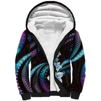 Hawaii Plumeria Sherpa Hoodie Amethyst Gradient Polynesian Pattern LT01 Unisex Purple - Polynesian Pride
