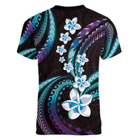 Hawaii Plumeria Women V-Neck T-Shirt Amethyst Gradient Polynesian Pattern LT01 - Polynesian Pride