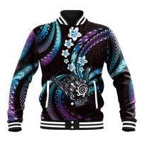 Hawaii Shaka Sign Baseball Jacket Fantastic Frangipani Amethyst Gradient LT01 Unisex Purple - Polynesian Pride