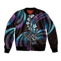 Hawaii Shaka Sign Bomber Jacket Fantastic Frangipani Amethyst Gradient