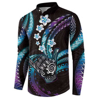 Hawaii Shaka Sign Button Sweatshirt Fantastic Frangipani Amethyst Gradient LT01 - Polynesian Pride