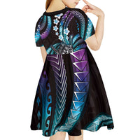 Hawaii Shaka Sign Kid Short Sleeve Dress Fantastic Frangipani Amethyst Gradient LT01 - Polynesian Pride