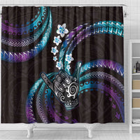 Hawaii Shaka Sign Shower Curtain Fantastic Frangipani Amethyst Gradient
