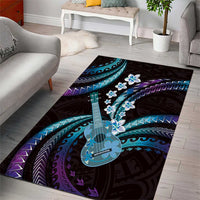 Hawaiian Ukulele Area Rug Amethyst Gradient Fantastic Plumeria