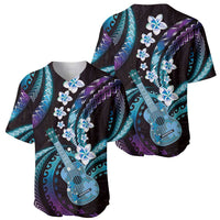 Hawaiian Ukulele Baseball Jersey Amethyst Gradient Fantastic Plumeria