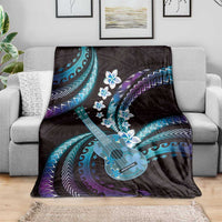Hawaiian Ukulele Blanket Amethyst Gradient Fantastic Plumeria