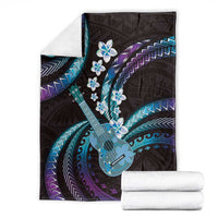 Hawaiian Ukulele Blanket Amethyst Gradient Fantastic Plumeria